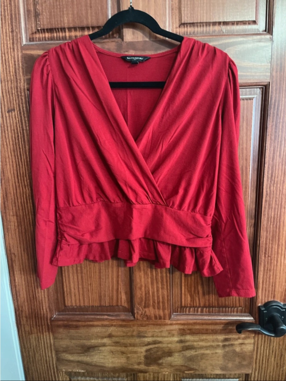 Banana Republic Red Ruffle Hem Blouse
